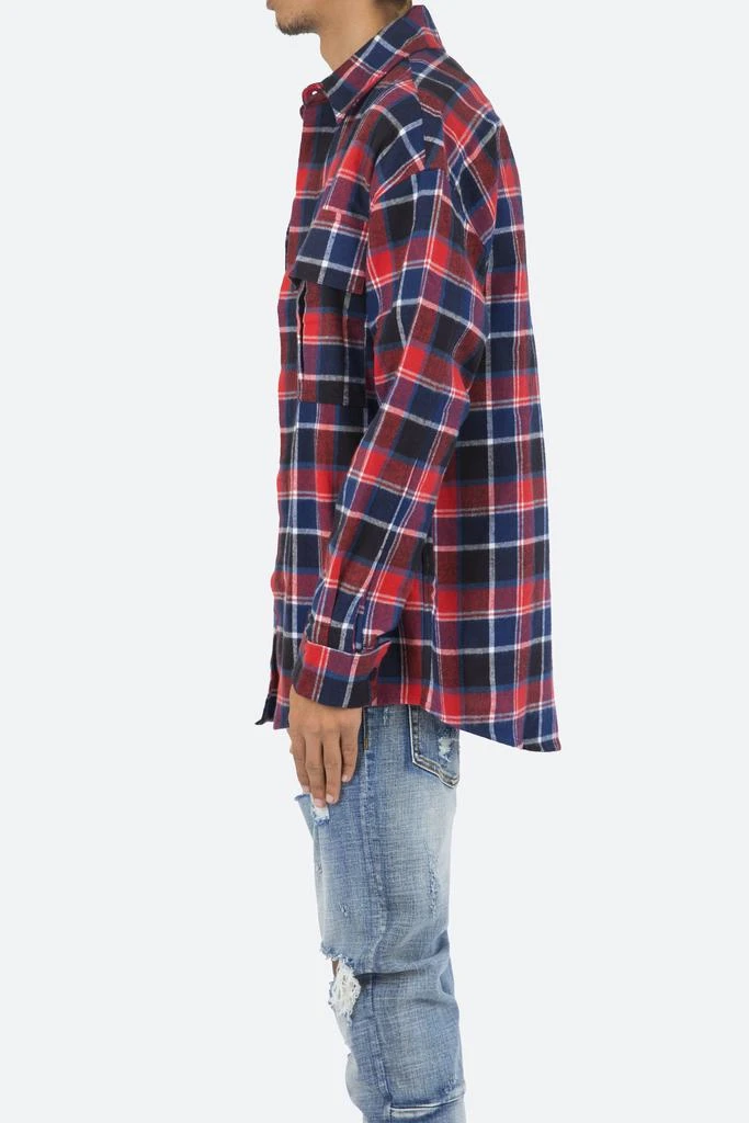 商品MNML|Plaid Cargo Shirt - Blue/Red,价格¥214,第4张图片详细描述