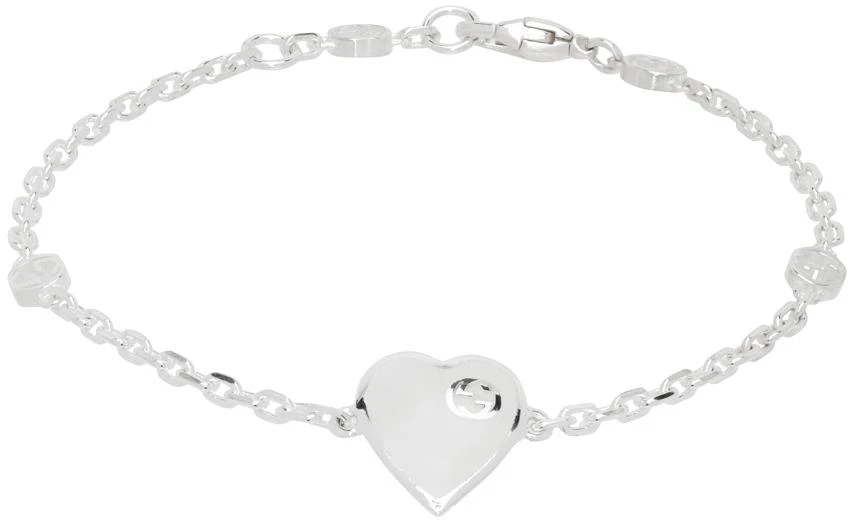 商品Gucci|Silver Heart Interlocking G Bracelet,价格¥2833,第1张图片