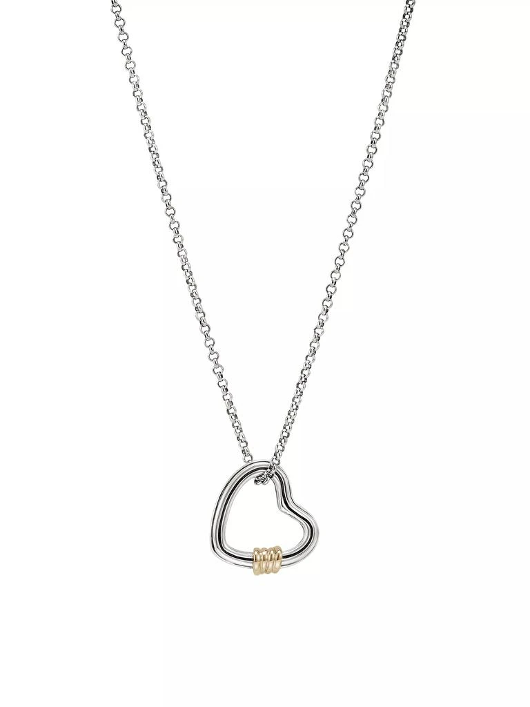 商品John Hardy|Bamboo Sterilng Silver, 14K Yellow Gold & 0.03 TCW Diamond Heart Pendant Necklace,价格¥5931,第1张图片