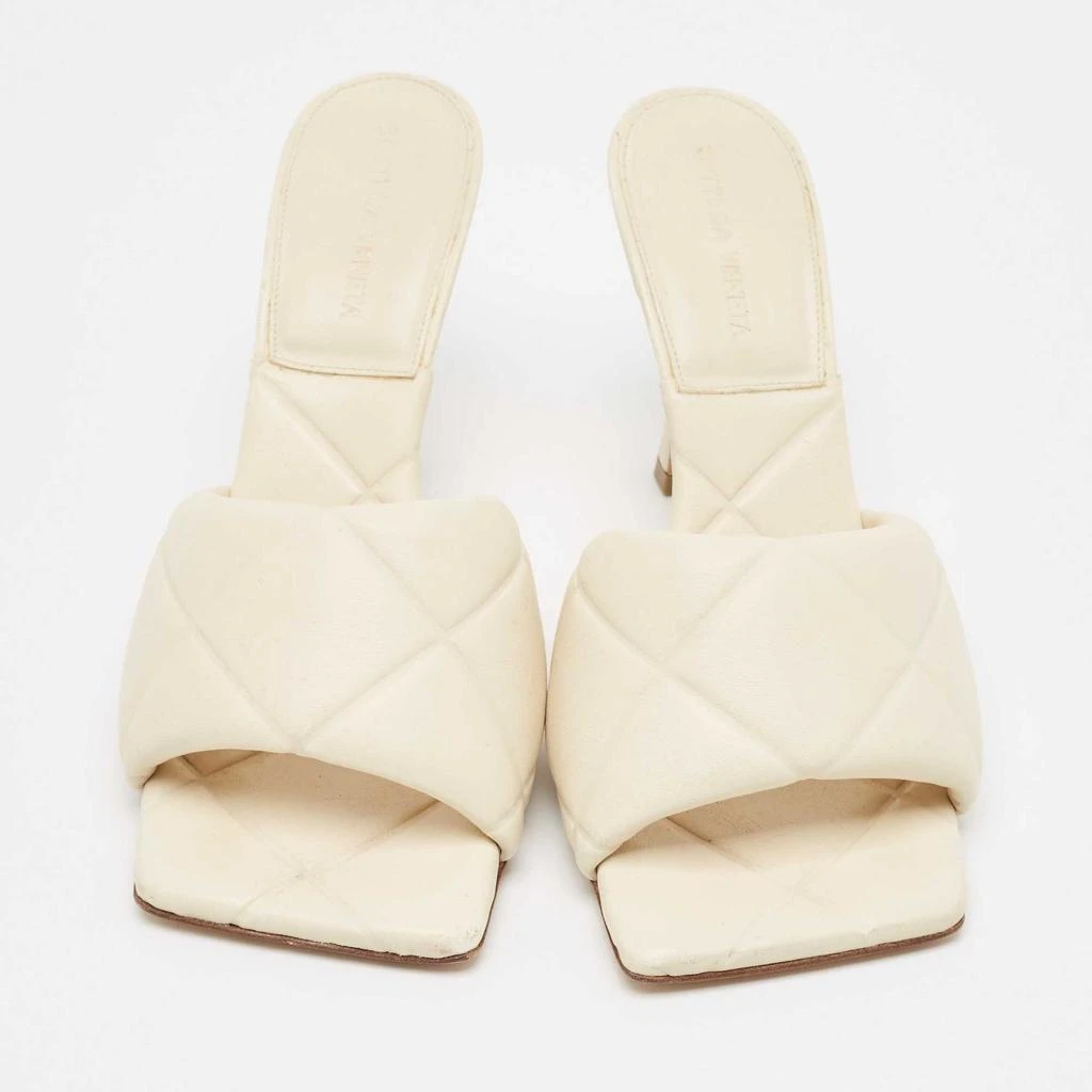 商品[二手商品] Bottega Veneta|Bottega Veneta Cream Quilted Leather Lido Slide Sandals Size 38.5,价格¥3421,第3张图片详细描述