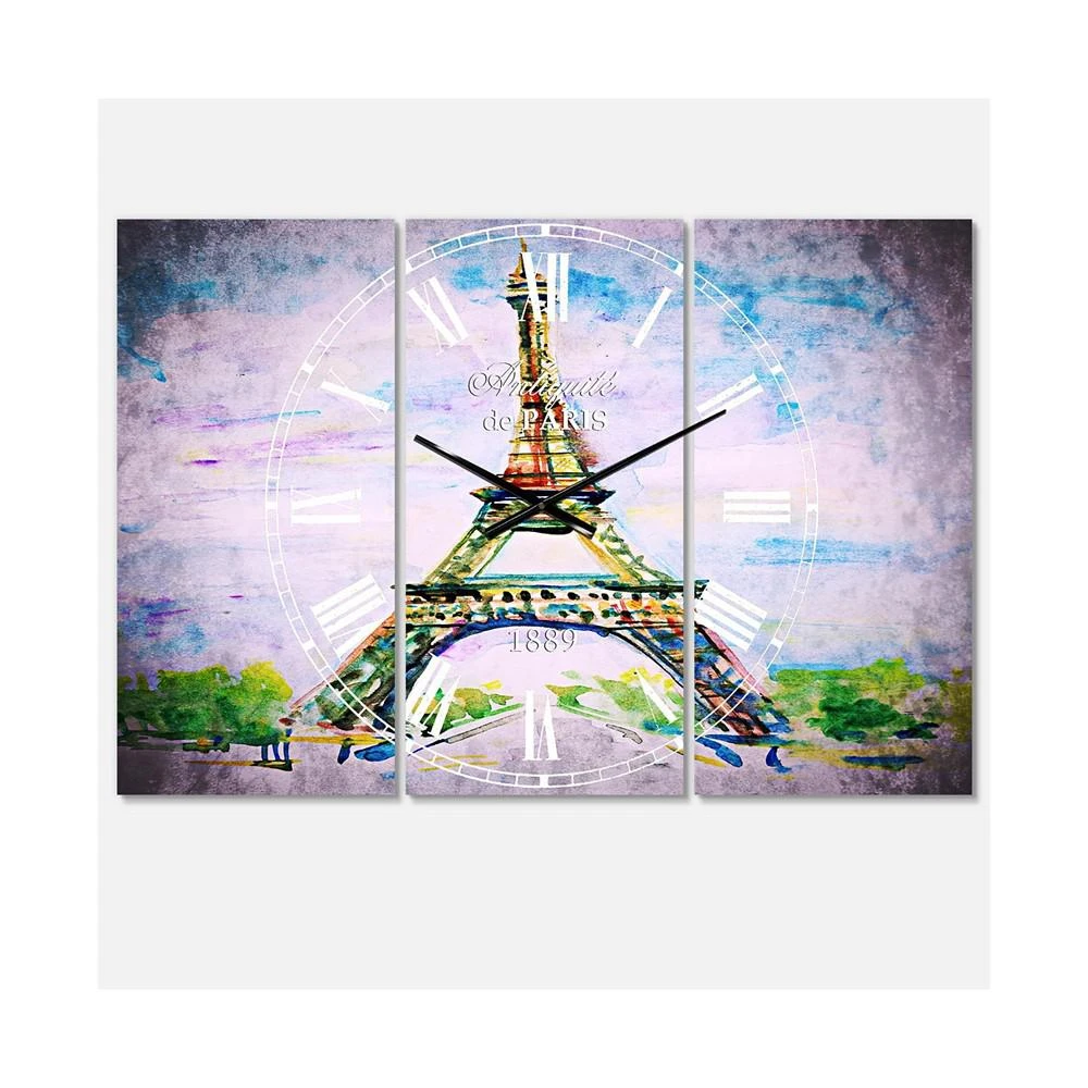 商品Designart|French Country 3 Panels Metal Wall Clock,价格¥1861,第1张图片