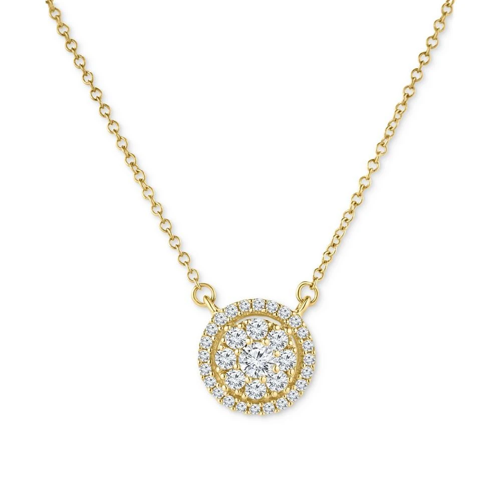 商品Macy's|Diamond Halo Cluster 18" Pendant Necklace (1/3 ct. t.w.) in 14k Gold,价格¥3013,第1张图片