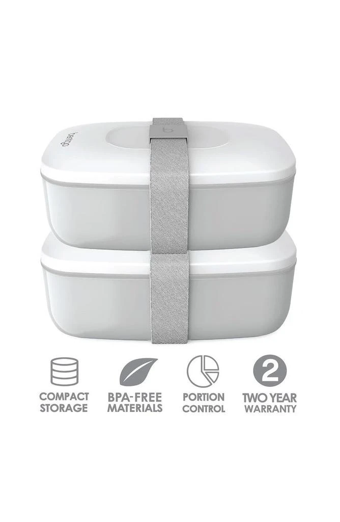 商品BENTGO|2-Pack of Classic All-in-One Stackable Lunch Box Solution - Gray,价格¥206,第2张图片详细描述