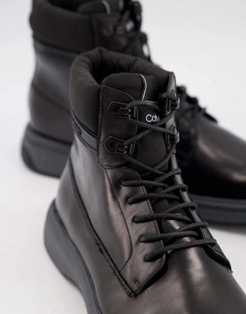 商品Calvin Klein|Calvin Klein phyfe lace up boots in black leather,价格¥688,第2张图片详细描述