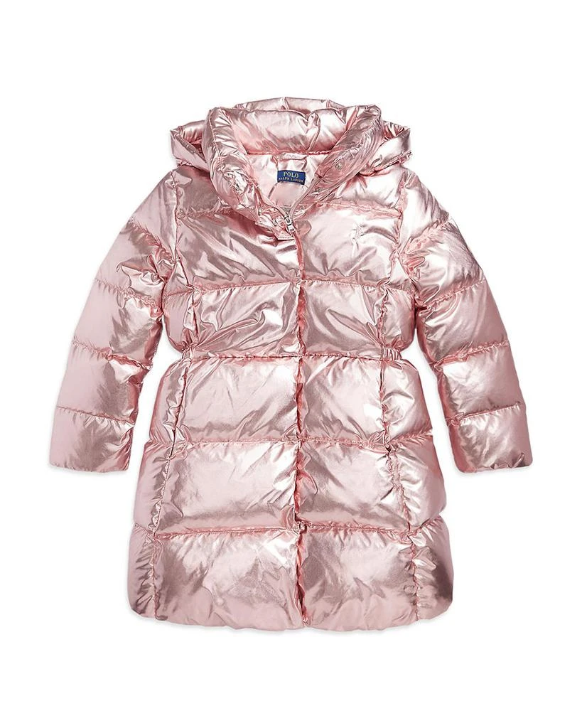 商品Ralph Lauren|Girls' Metallic Water-Repellent Down Coat - Little Kid, Big Kid,价格¥1365,第1张图片