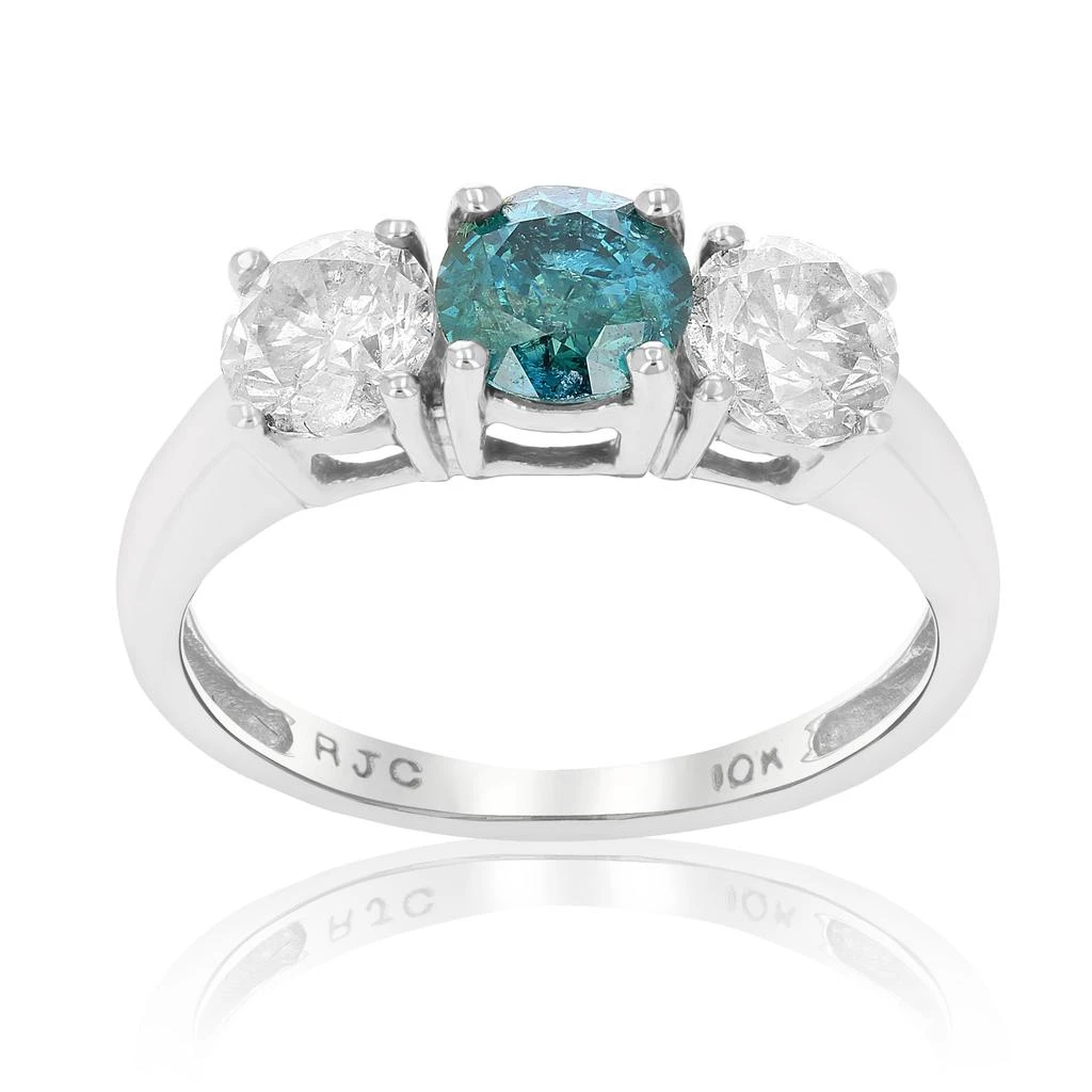 商品Vir Jewels|2 cttw 3 Stone Blue and White Diamond Engagement Ring 10K White Gold,价格¥21633,第2张图片详细描述