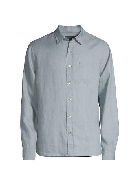 Linen Long-Sleeve Button-Up Shirt商品第1张图片规格展示