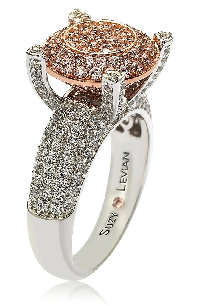 Sterling Silver & 14K Rose Gold Plated Pavé Pink CZ Ring 商品