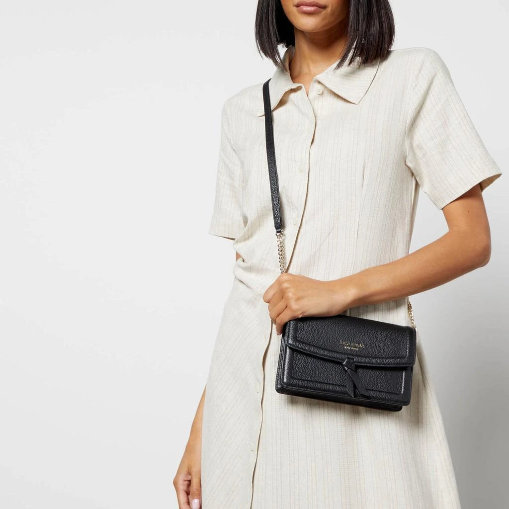 商品Kate Spade|Kate Spade New York Women's Knott Pebbled Flap Cross Body Bag - Black,价格¥1565,第2张图片详细描述