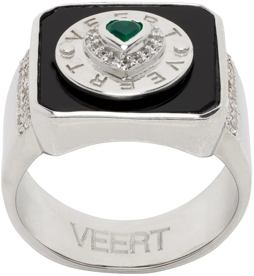 商品VEERT|SSENSE Exclusive White Gold & Onyx  Signature Ring,价格¥496,第1张图片