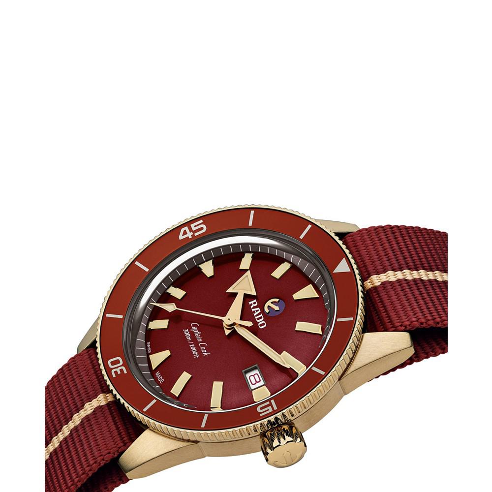 Men's Swiss Automatic Captain Cook Red NATO Strap Watch 42mm商品第2张图片规格展示