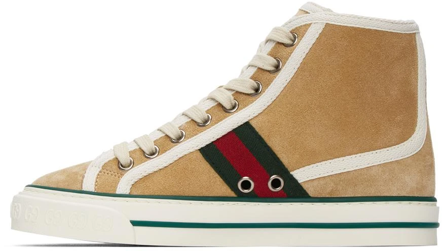 商品Gucci|Beige Suede 'Gucci Tennis 1977' High-Top Sneakers,价格¥6924,第3张图片详细描述