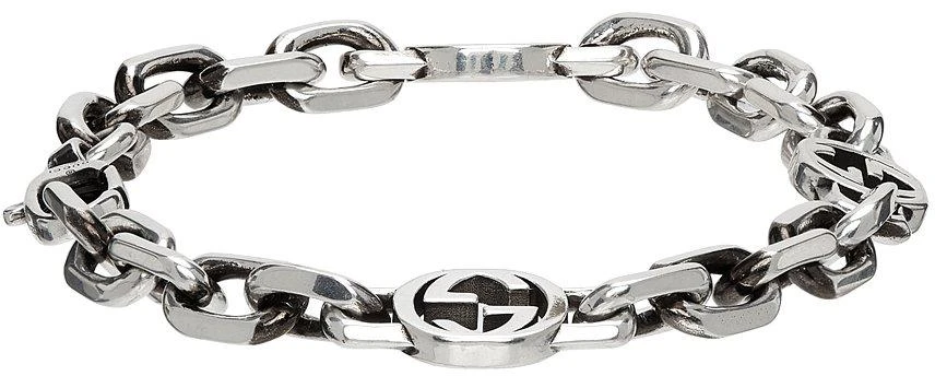 商品Gucci|Silver Chain Interlocking G Bracelet,价格¥2578,第5张图片详细描述