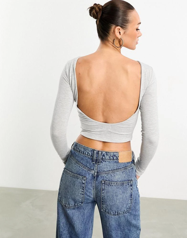 商品ASOS|ASOS DESIGN slash neck top with scoop back in grey,价格¥89,第1张图片