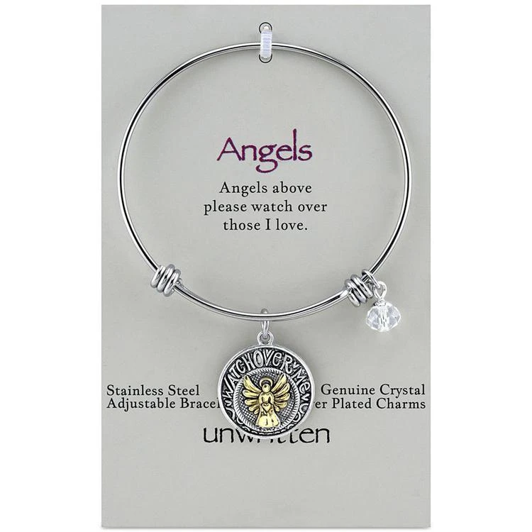 商品Unwritten|Two-Tone Angel Charm Bangle Bracelet in Stainless Steel,价格¥105,第2张图片详细描述