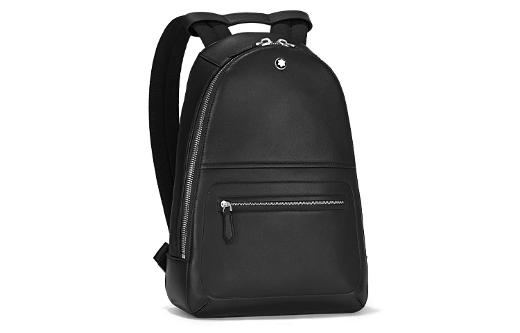 商品[国内直发] MontBlanc|万宝龙 Logo徽标拉链开合 粒面小牛皮 背包双肩包 迷你 男款 黑色,价格¥6618,第3张图片详细描述