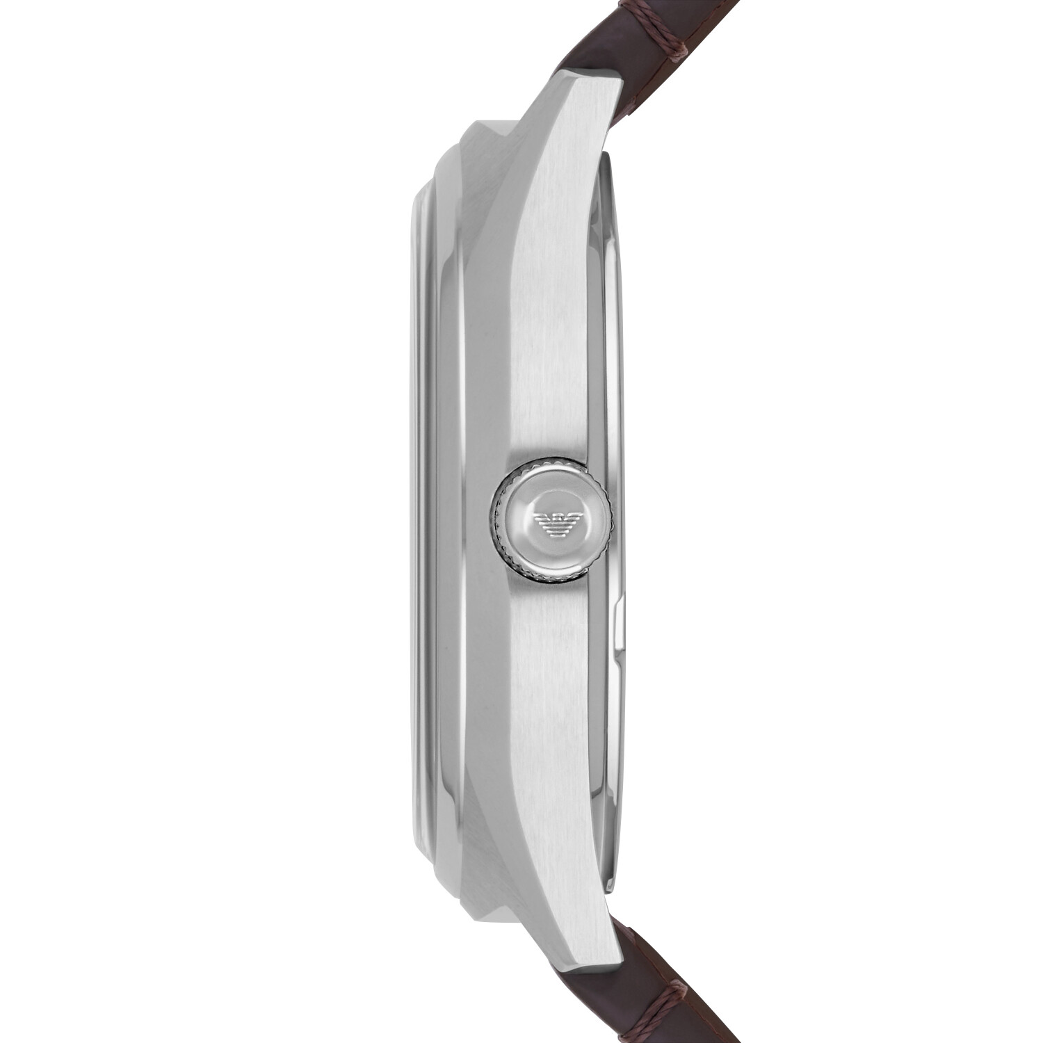 22年新款阿玛尼银色皮革棕色表带男士石英手表商品第2张图片规格展示