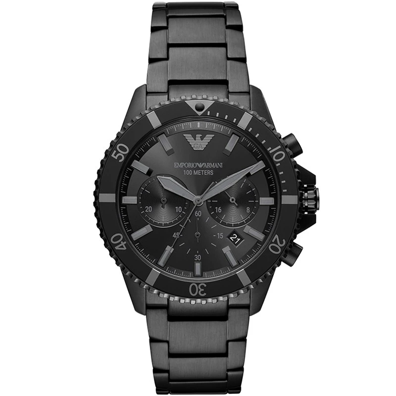 商品Emporio Armani|阿玛尼 （Emporio Armani）黑武士系列简约时尚运动水鬼钢制表带男士石英表 AR11363,价格¥3490,第1张图片