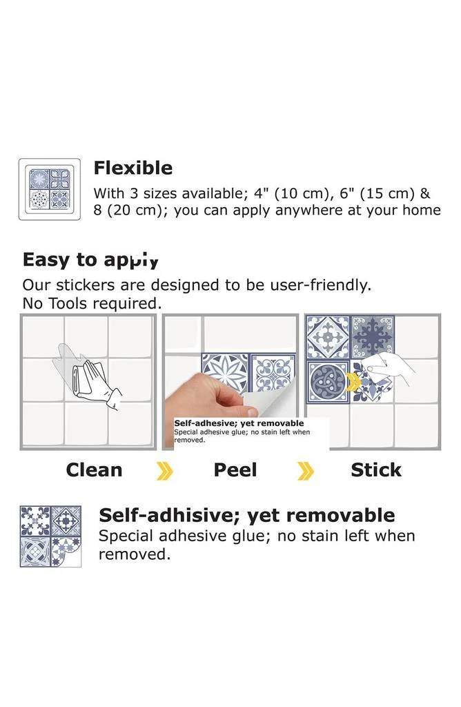 商品WALPLUS|Libson Blue Tiles Wall Decal,价格¥239,第2张图片详细描述