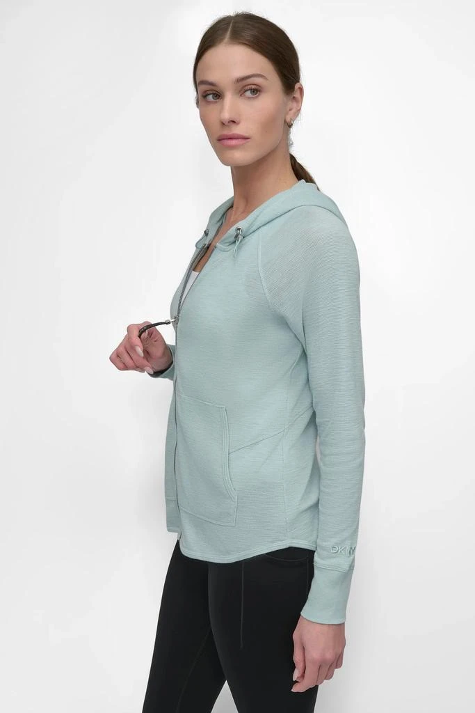 商品DKNY|FULL ZIP MINI SLUB WAFFLE HOODIE WITH POCKETS,价格¥270,第3张图片详细描述