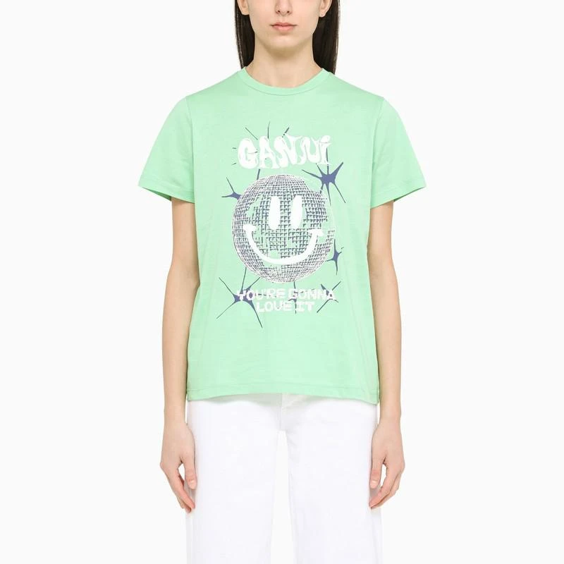 商品Ganni|Printed teal T-shirt,价格¥504,第1张图片
