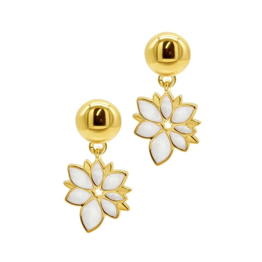 商品ADORNIA|White Mother of Pearl Flower Drop Earrings gold,价格¥291,第1张图片