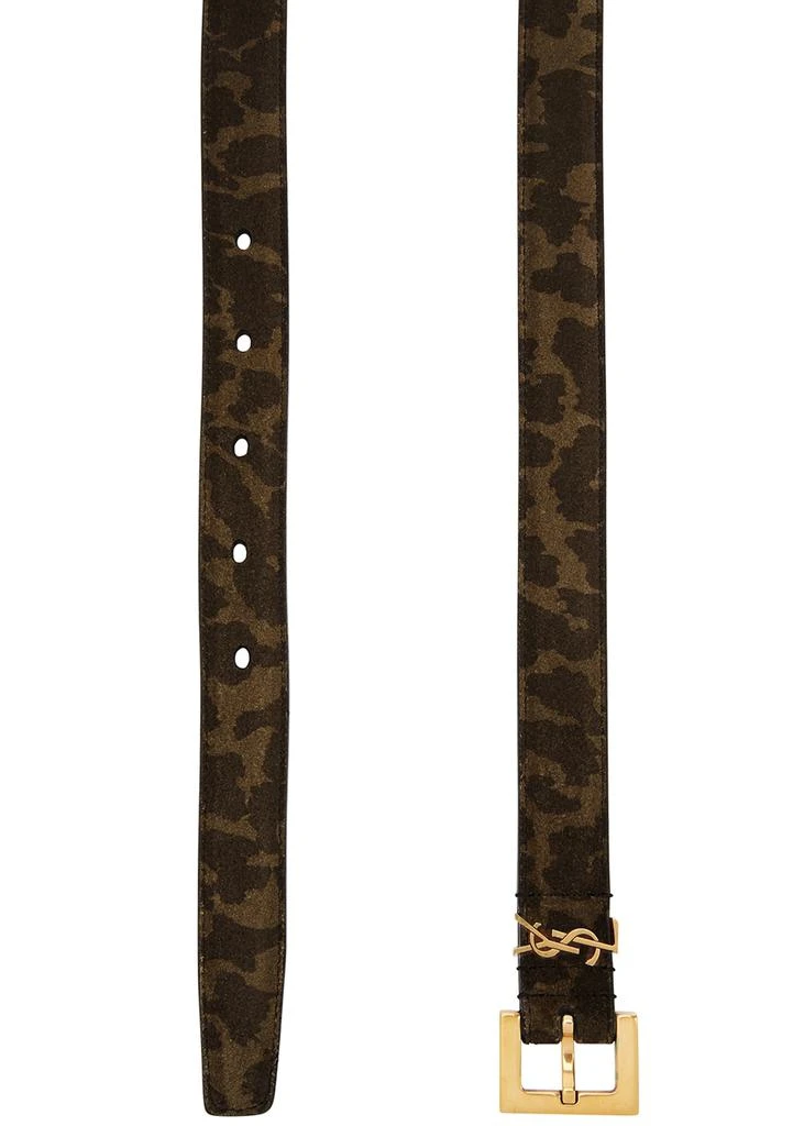 商品Yves Saint Laurent|Leopard-print logo suede belt,价格¥4027,第3张图片详细描述