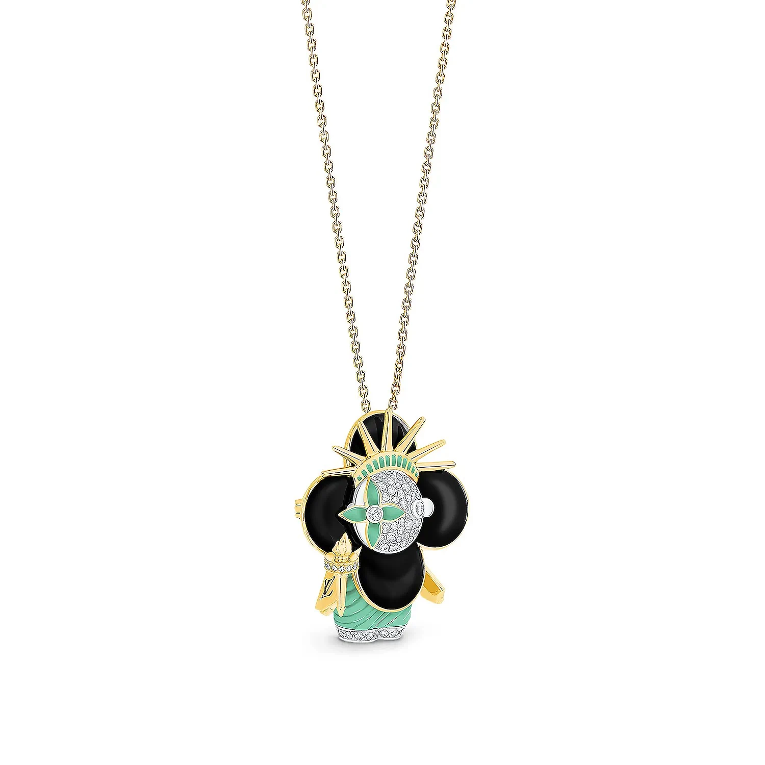 【预售】 LV路易威登 25春夏 女士 吊坠 VIVIENNE STATUE OF LIBERTY 18K 金漆光钻石项链 Q93904  商品