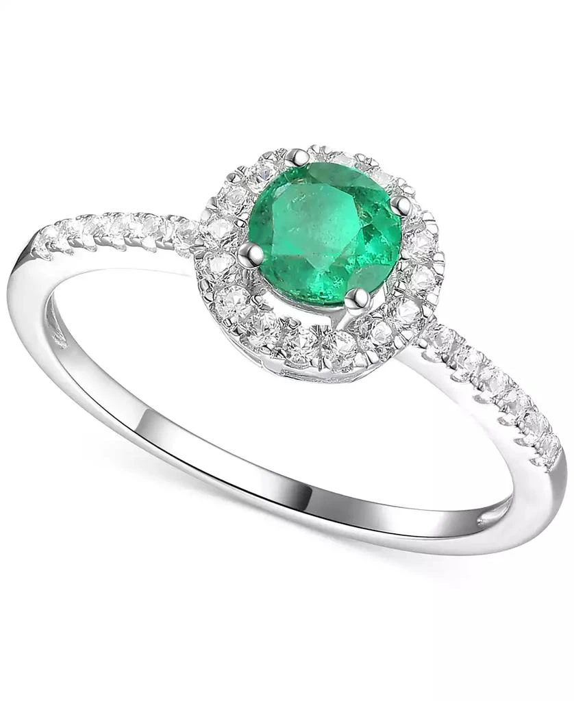 商品Macy's|Sapphire (5/8 ct. t.w.) & Diamond (1/5 ct. t.w.) Halo Ring in 14k White Gold (Also in Emerald & Ruby),价格¥5080,第1张图片