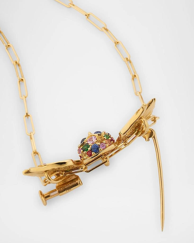 商品Goshwara|Ark 18K Yellow Gold Multi Sapphire Owl Brooch Pendant and Chain, 18"L,价格¥72462,第5张图片详细描述