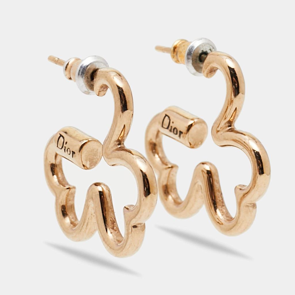 Dior Clover Heart Gold Tone Earrings商品第2张图片规格展示