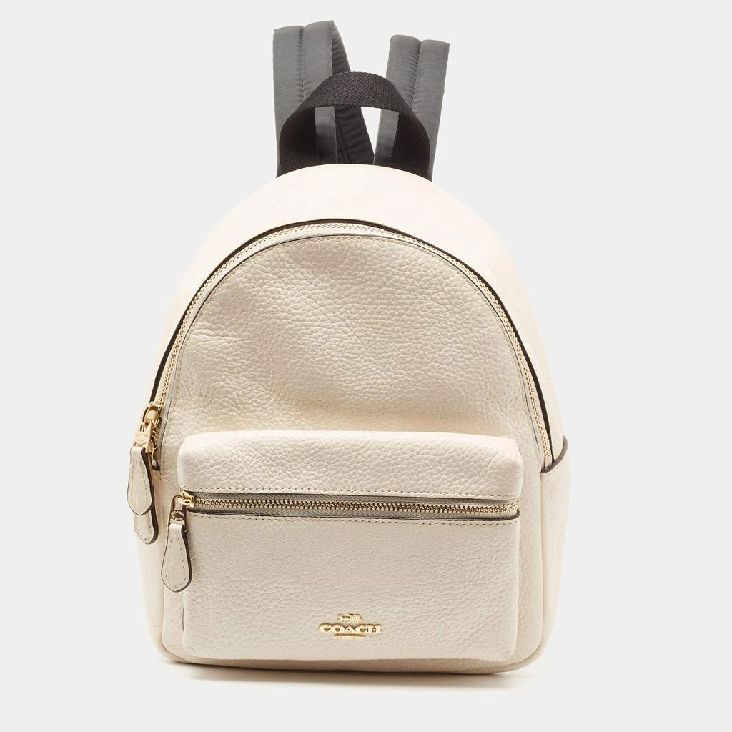 商品[二手商品] Coach|Coach Off White/Black Leather and Nylon Mini Charlie Backpack  ,价格¥1161,第1张图片