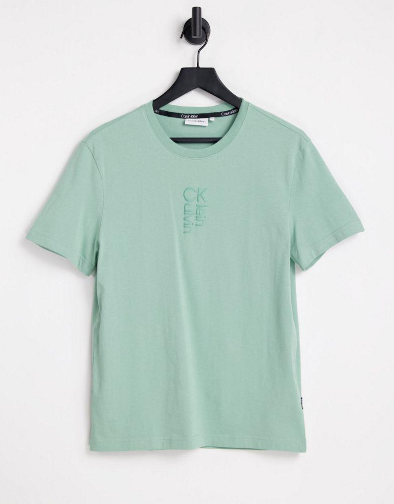 Calvin Klein hybrid logo t-shirt in teal green商品第1张图片规格展示