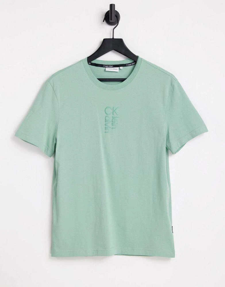 商品Calvin Klein|Calvin Klein hybrid logo t-shirt in teal green,价格¥251,第1张图片