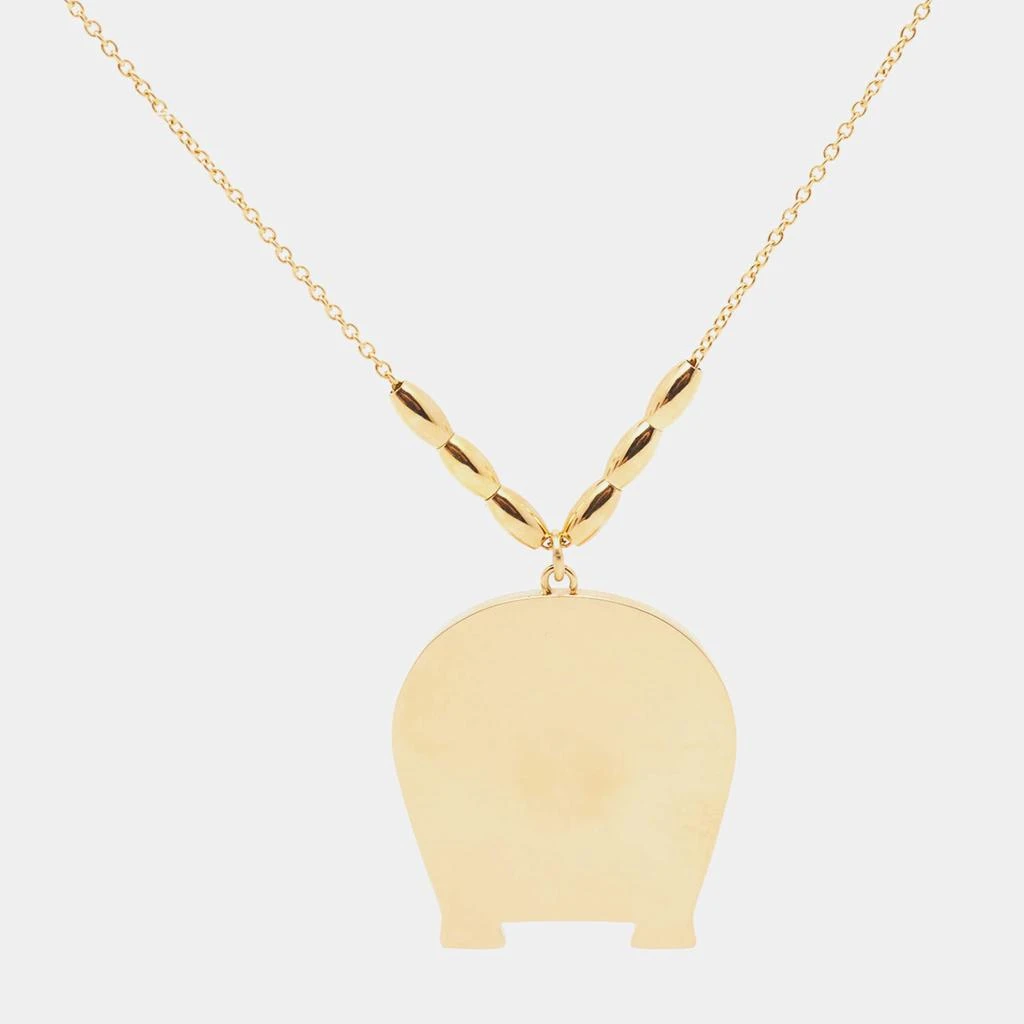 商品[二手商品] Aigner|Aigner Gold Tone Crystal Mother of Pearl A Logo Pendant Necklace,价格¥1000,第3张图片详细描述