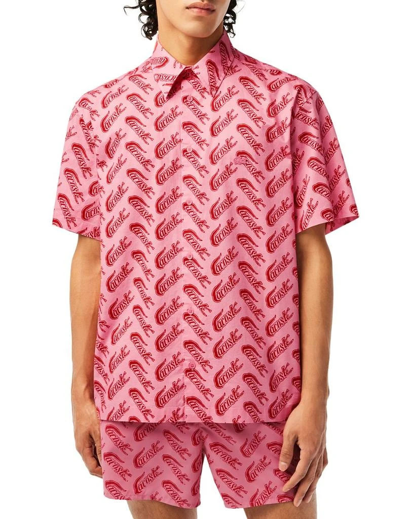 商品Lacoste|Men's Allover Logo Print Short Sleeve Shirt,价格¥306,第1张图片