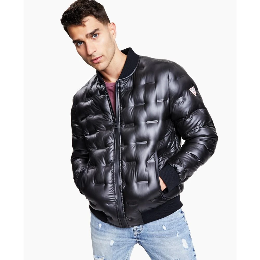 商品GUESS|Men's Stamp Quilt Puffer Bomber Jacket,价格¥675,第1张图片