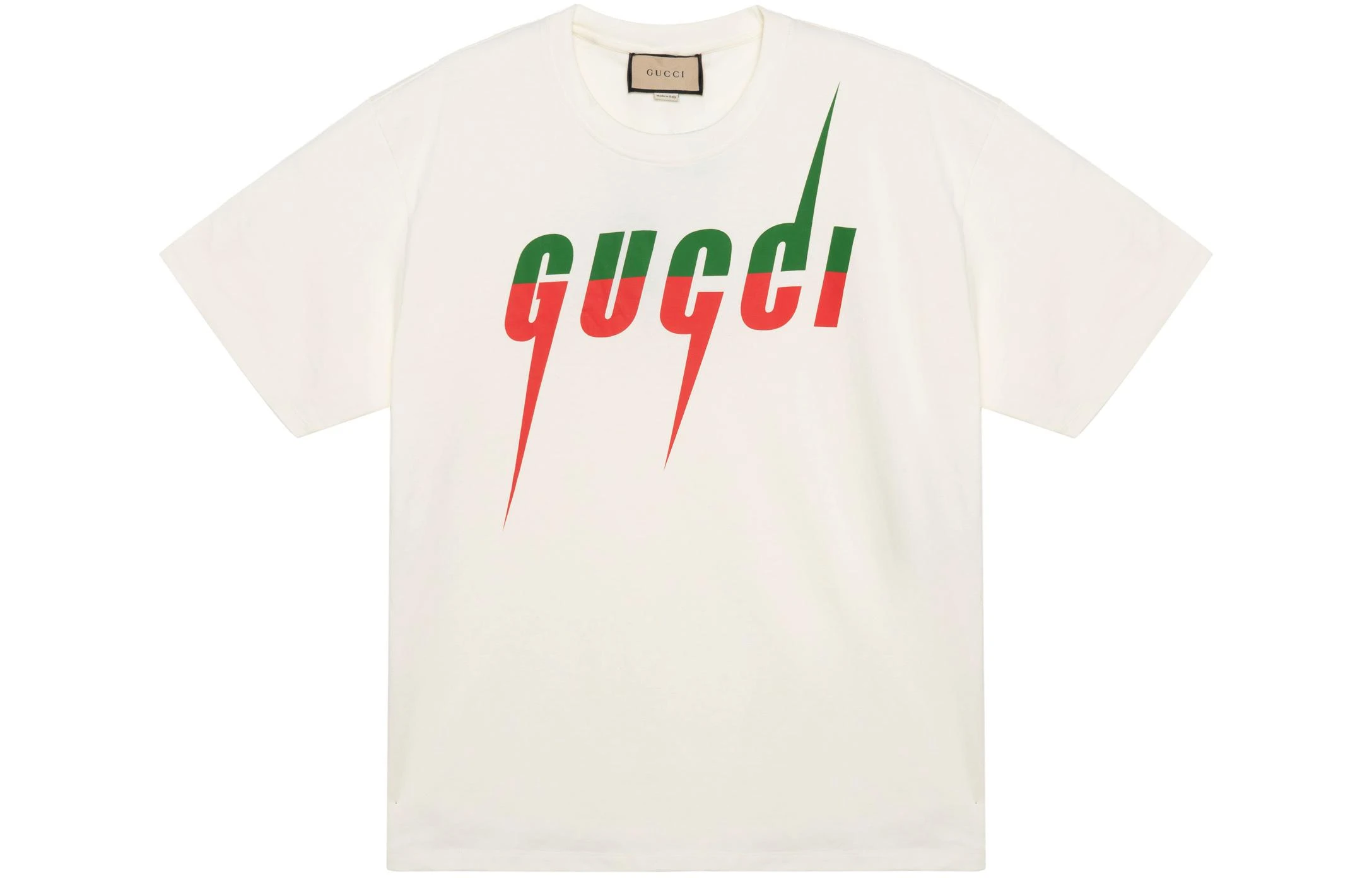 商品[国内直发] Gucci|古驰 锋刃字母印花圆领短袖T恤 男款 米白色,价格¥4215,第1张图片