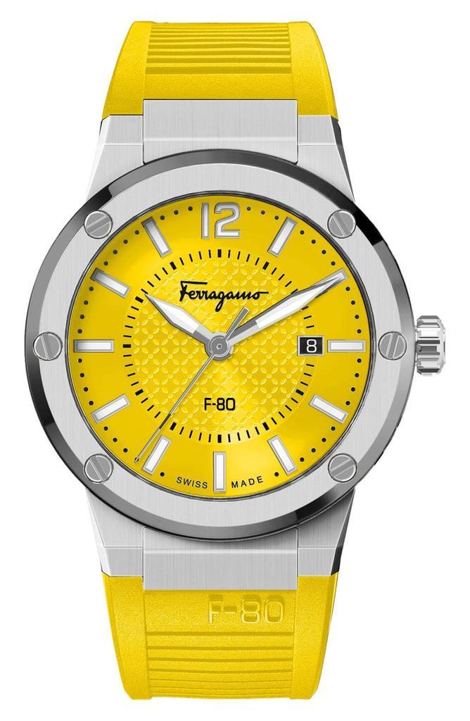 商品Salvatore Ferragamo|Men's F-80 Silicone Strap Watch, 44mm,价格¥4390,第1张图片