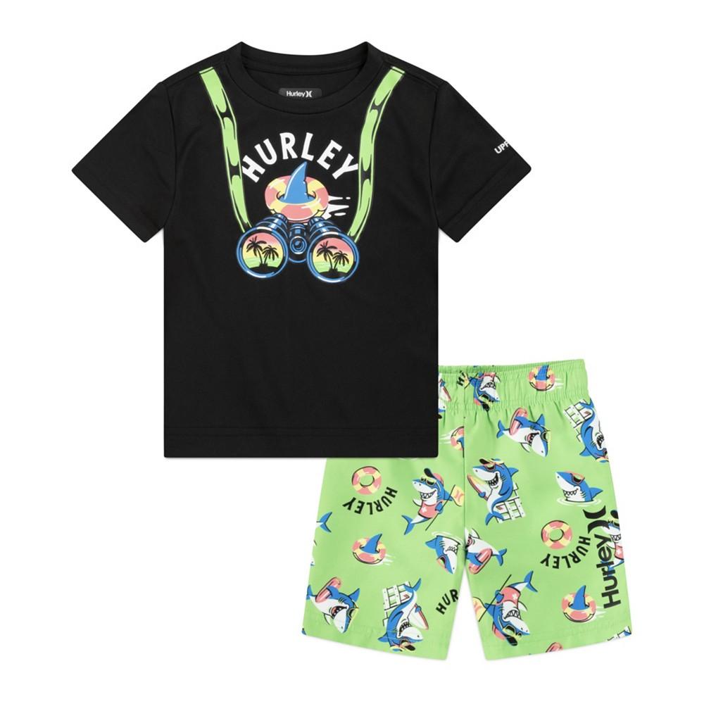 Toddler Boys Shark Patrol Short Sleeve Top and Shorts Swim Set, 2 Piece商品第1张图片规格展示