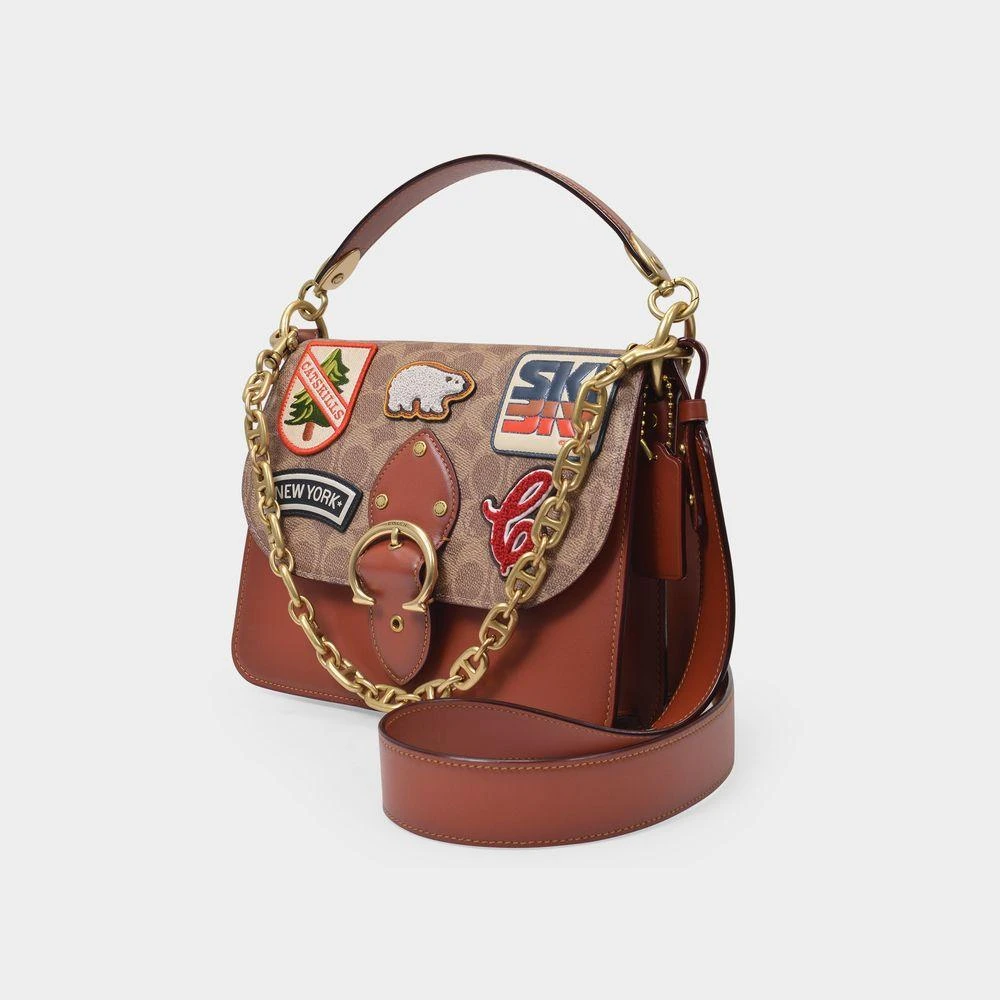 商品Coach|Beat Shoulder Bag in Brown Canvas and Patches,价格¥5280,第2张图片详细描述
