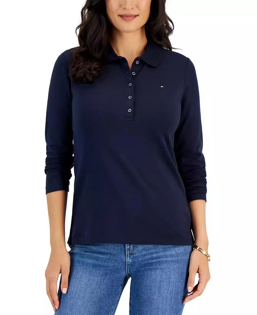 商品Tommy Hilfiger|Women's Logo Long-Sleeve Polo Shirt,价格¥368,第1张图片