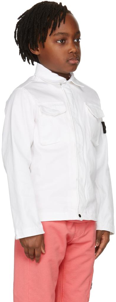 Kids White Cotton Gabardine Jacket商品第3张图片规格展示