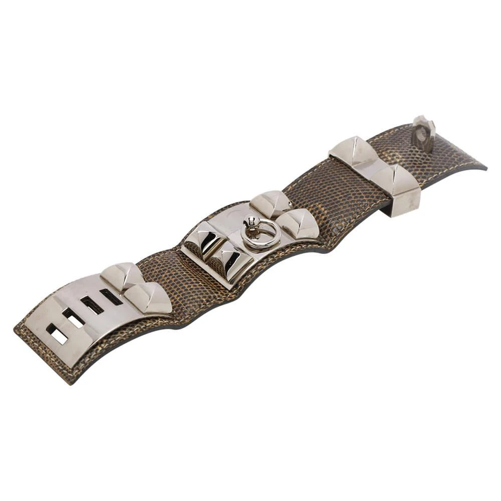 商品[二手商品] Hermes|Hermes Brown Leather Lizard Collier de Chien Wide Bracelet,价格¥6433,第5张图片详细描述