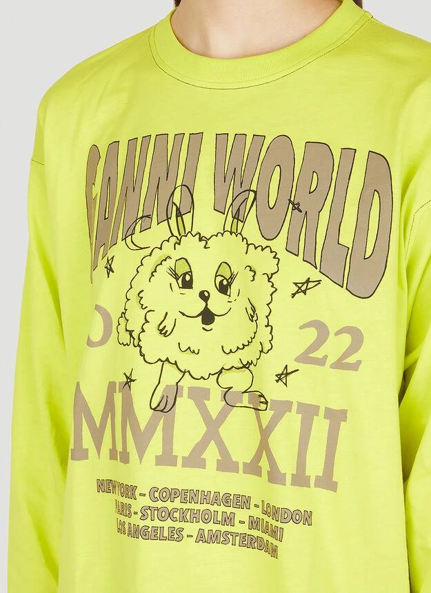 商品Ganni|Graphic Print Long Sleeve T-Shirt in Yellow,价格¥669,第5张图片详细描述