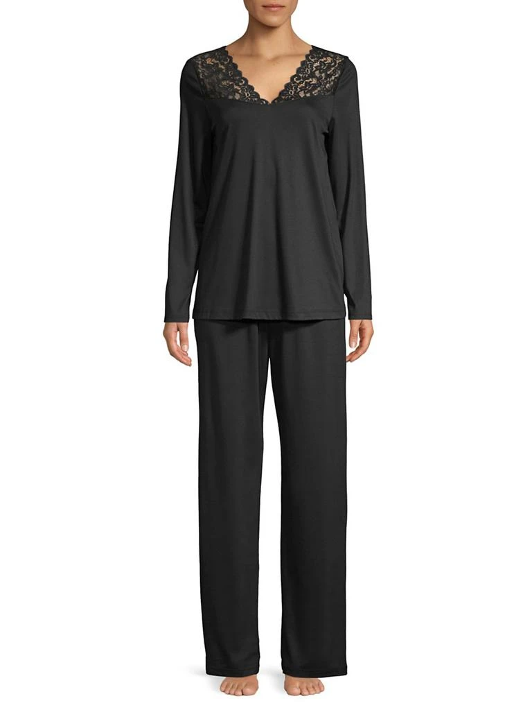 商品Hanro|Moments Two-Piece Lace & Cotton Pajama Set,价格¥1710,第2张图片详细描述