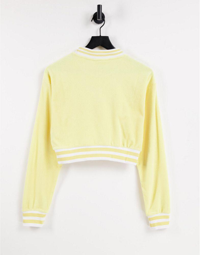 商品Fila|Fila towelling cropped sweatshirt in yellow,价格¥175,第6张图片详细描述