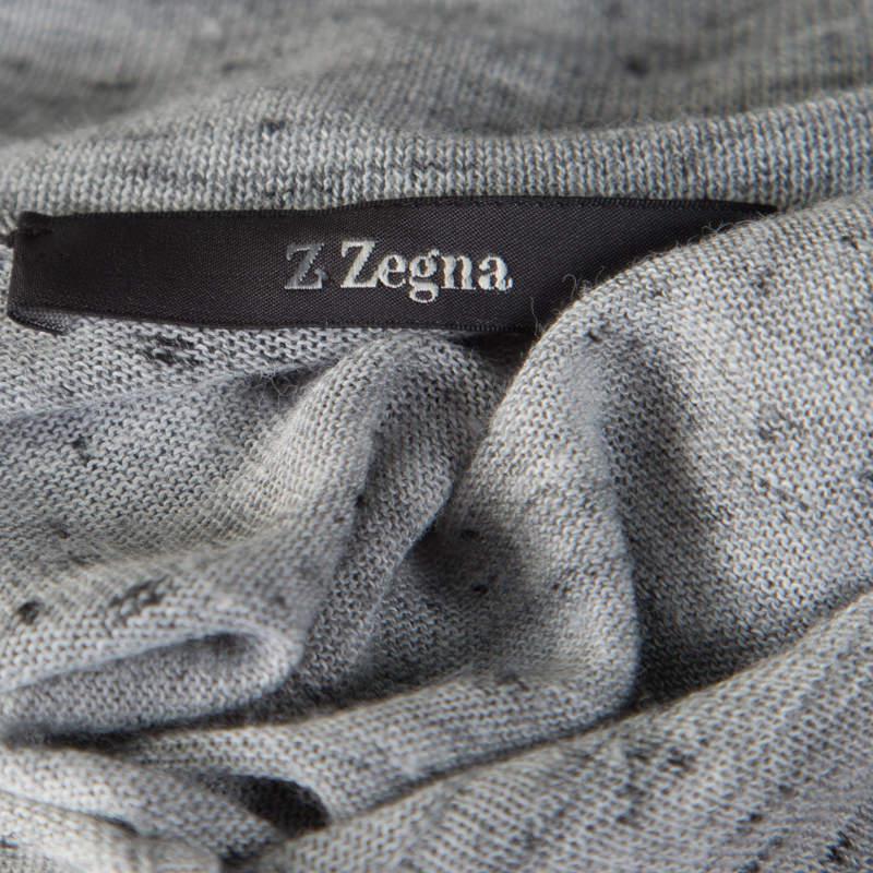 Z Zegna Grey Marled Keyhole Detail Short Sleeve T-Shirt L商品第5张图片规格展示