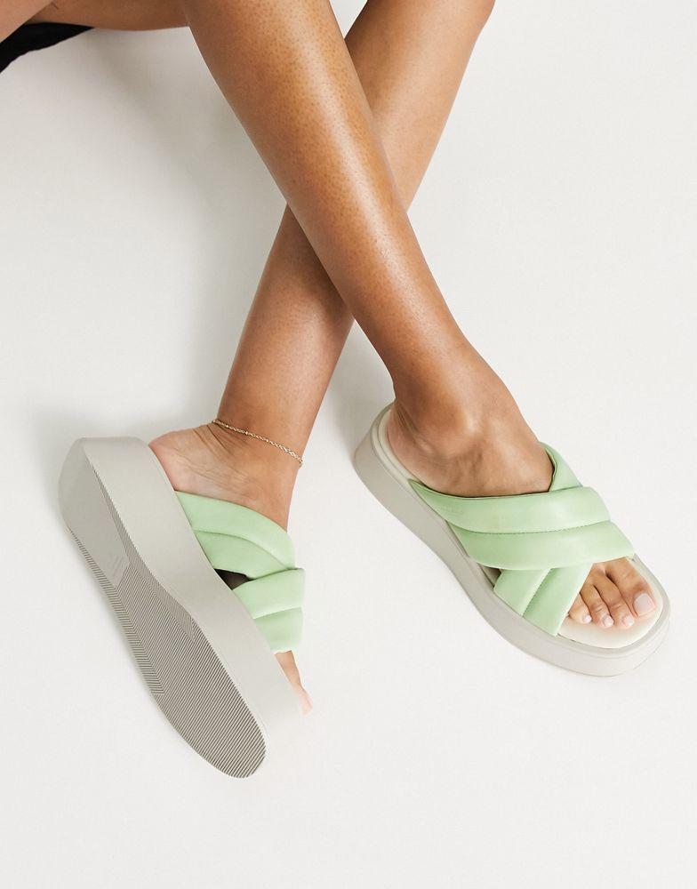 商品Vagabond|Vagabond Courtney crossover flatform sandals in mint leather,价格¥439,第5张图片详细描述