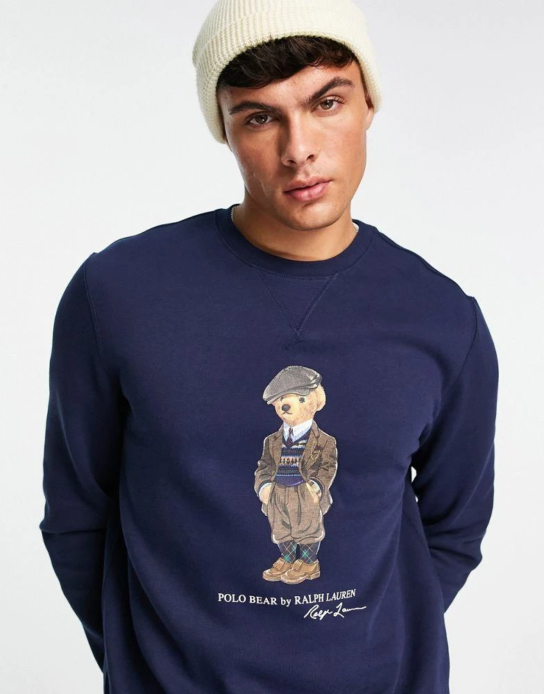 商品Ralph Lauren|Polo Ralph Lauren heritage bear print fleece sweatshirt in navy,价格¥1679,第3张图片详细描述